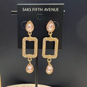 Saks Fifth Avenue Pink Crystal Pavé Drop Earrings
